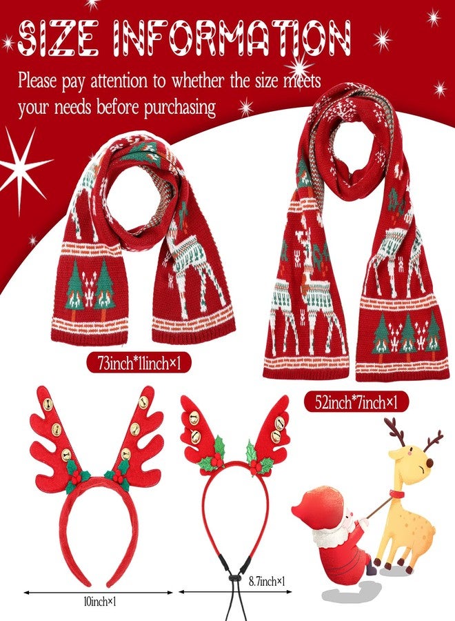 Cozypower 4 Pcs Matching Dog and Owner Christmas Clothes Outfits Dog Reindeer Elk Antlers Headband and Owner Matching Bandanas Scarf Costumes for Small Medium Large - Image 2